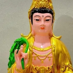 Tượng Quan Âm Màu Vàng Liễu Xanh Ngồi 30cm 841685