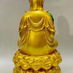 Tượng Quan Âm Màu Vàng Liễu Xanh Ngồi 30cm 841685