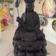 Tặng vòng tay, Tôn Tượng Địa Tạng Vương Bồ Tát cao 17 cm màu nâu đất 841725