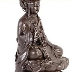 Tặng vòng tay, Tôn Tượng Địa Tạng Vương Bồ Tát cao 17 cm màu nâu đất 841725