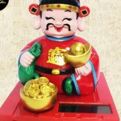 Tượng thần tài may mắn năng lượng mặt trời –tượng phật dùng để trang trí xe ô tô, bàn làm việc 841734
