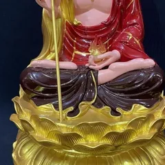 Tượng Địa Tạng Vương Bồ Tát Ngồi 30cm Áo Đỏ Sen Vàng -  HOẢ TỐC 841749