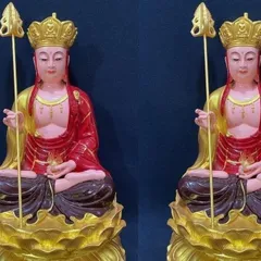 Tượng Địa Tạng Vương Bồ Tát Ngồi 30cm Áo Đỏ Sen Vàng -  HOẢ TỐC 841749