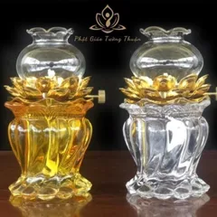 Đèn Dầu Hoa Sen Pha Lê  Bằng Thủy Tinh  mẫu 033  ( Vật Phẩm Phong Thủy ) 841767