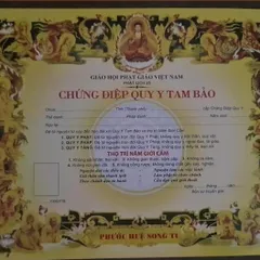 MẪU LỚN,  RẤT ĐẸP - Tờ giấy chứng điệp quy y TAM BẢO - tờ điệp quy y 841780