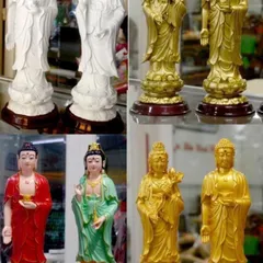 QA90 - Bộ ba tượng Phật Tây Phương Tam Thánh vẽ màu cao 26cm - cực đẹp 841800