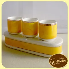Bộ Án 3 Chung Nước Không Có Nắp Bằng Sứ Nhiều Màu-DT120
