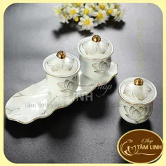 Bộ án 3 ly sứ bạch ngọc có nắp