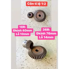 Bánh Răng Côn 90° Modul M2: 18R - 36R. Tỉ Lệ 1:2 Thiết Kế Nhỏ Gọn, Đa Năng Dễ Sử Dụng