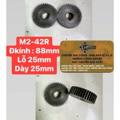 Nhông Thẳng Modul 2 M2-34R/37R/38R/40R/42R/50R/52R/55R/57R/59R/62R/64R (Dày 25mm, Lỗ 25mm)