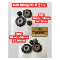 Bánh Răng Côn 90° Modun 2 : 15R + 30R. Tỉ Lệ 1:2 Thiết Kế Nhỏ Gọn, Đa Năng Dễ Sử Dụng