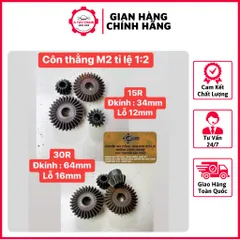 Bánh Răng Côn 90° Modun 2 : 15R + 30R. Tỉ Lệ 1:2 Thiết Kế Nhỏ Gọn, Đa Năng Dễ Sử Dụng