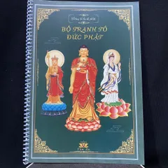 Tặng viết - Vở Tô Tranh Phật và Bồ Tát cực đẹp màu xanh lá cây, Vở Vẽ Hình Phật , Bộ Tranh Tô Hình Đức Phật Bìa Cứng