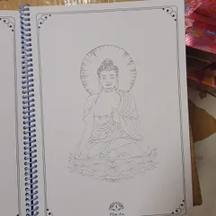Tặng viết - Vở Tô Tranh Phật và Bồ Tát cực đẹp màu xanh lá cây, Vở Vẽ Hình Phật , Bộ Tranh Tô Hình Đức Phật Bìa Cứng