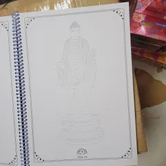 Tặng viết - Vở Tô Tranh Phật và Bồ Tát cực đẹp màu xanh lá cây, Vở Vẽ Hình Phật , Bộ Tranh Tô Hình Đức Phật Bìa Cứng