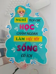 2 Slogan a3. Ép plastic bền đẹp. Trang trí lớp học. sẵn băng keo dán tường