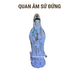 Tượng quan âm áo vàng đất nung 15cm