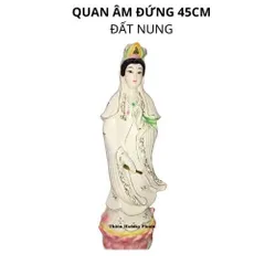 Tượng quan âm áo vàng đất nung 15cm