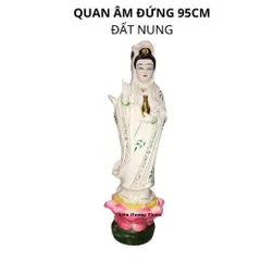 Tượng quan âm áo vàng đất nung 15cm