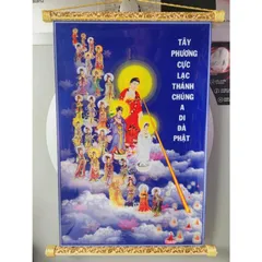 TRANH CUỘN TÂY PHƯƠNG TÂY PHƯƠNG TIẾP DẪN MẪU 1 - TRANH CUỘN PHẬT GIÁO 40cm x 60cm CỰC ĐẸP - TRANH CUỘN TREO TƯỜNG RẤT Đ