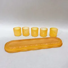 Bộ án 5 ly nước thờ cúng bằng lưu ly vàng siêu đẹp