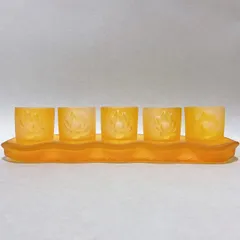 Bộ án 5 ly nước thờ cúng bằng lưu ly vàng siêu đẹp