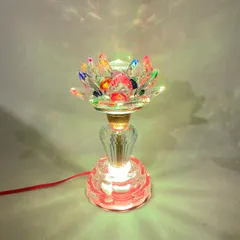 Cặp Đèn Thờ Hoa Sen Pha Lê Cao 17cm Nhiều Chế Độ Màu Siêu Đẹp