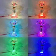 Cặp Đèn Thờ Hoa Sen Pha Lê Cao 17cm Nhiều Chế Độ Màu Siêu Đẹp