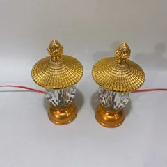 Cặp Đèn Thờ Pha Lê Nắp Ô Nhiều Chế Độ Màu Cao 17cm Siêu Đẹp