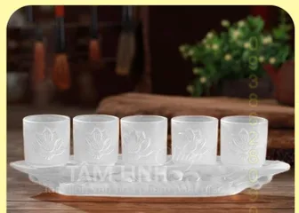 Án Năm Ly Nước Thờ Cúng Lưu Ly Trắng