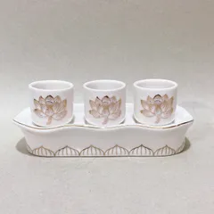 Bộ Án 3 ly Bạch Ngọc Sen Nổi Bằng Sứ Cao Cấp - Loại 1