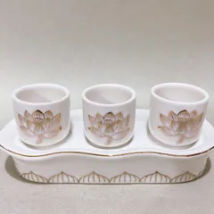 Bộ Án 3 ly Bạch Ngọc Sen Nổi Bằng Sứ Cao Cấp - Loại 1