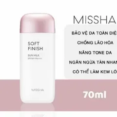 Kem chống nắng Missha Soft Finish Sun Milk SPF50+ PA+++ là sữa chống nắng vật lý lai hóa học(hàng ko hộp vỏ xấu)