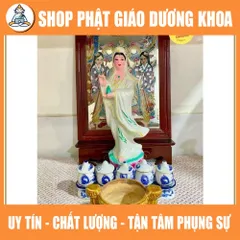 Tượng Bồ tát Quan Âm Quán Thế Âm Bồ tát dáng đứng cao hơn 3 tấc 33cm đất nung