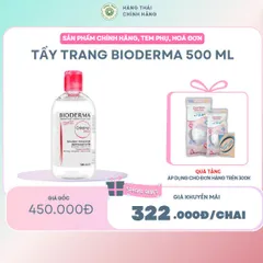 NƯỚC TẨY TRANG BIODERMA làm sạch sâu, dịu nhẹ loại bỏ bụi bẩn, dầu nhờn dành cho mọi loại da loại 500ml