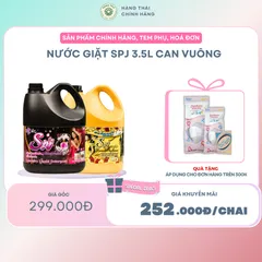 NƯỚC GIẶT SPJ 3.5L Can Vuông ĐEN, VÀNG -giúp làm mềm, tơi xốp sợi vải, chăm sóc và lưu hương giúp quần áo luôn ngát hươn
