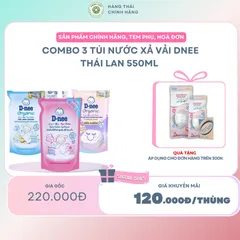 Sét 3 Túi Nước xả vải Dnee Thái Lan 550ml - hàng nội địa Thái làm mềm vải, nhiều mùi hương cho bé yêu