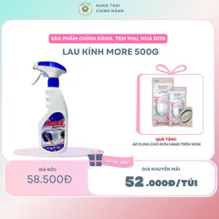 LAU KÍNH MORE 500G - Làm sạch kính hiệu quả, không để lại vệt nhòe, sản phẩm chăm sóc và bảo vệ bề mặt kính
