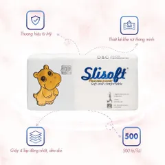 Gói 500 tờ giấy ăn SLISOFT DOCTOR CARE chính hãng, khăn giấy khô tự nhiên từ bột tre, thấm hút tốt, an toàn sức khoẻ