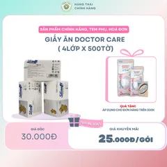 Gói 500 tờ giấy ăn SLISOFT DOCTOR CARE chính hãng, khăn giấy khô tự nhiên từ bột tre, thấm hút tốt, an toàn sức khoẻ