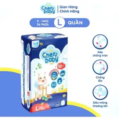 [Tặng 2 miếng dùng thử]Bỉm quần Cherrubaby L56, xuất xứ Mỹ, thấm hút nhanh, chống tràn, an toàn cho bé, 9-14kg