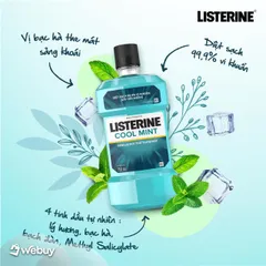 Nước súc miệng Listerin bạc hà 750ml tặng kèm chai 250ml