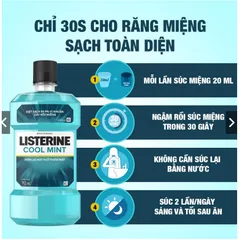 Nước súc miệng Listerin bạc hà 750ml tặng kèm chai 250ml