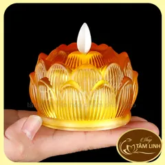 [Ảnh thật] Nến điện tử hoa sen thuỷ tinh, đèn lưu ly để ban thờ phật giáo