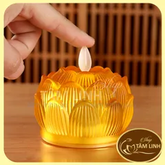 [Ảnh thật] Nến điện tử hoa sen thuỷ tinh, đèn lưu ly để ban thờ phật giáo