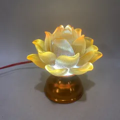 Cặp Đèn Thờ Hoa Sen Nở Nhựa Lưu Ly Thân Hợp Kim Chân Vàng Cao 10cm Siêu Đẹp DƯƠNG KHOA SHOP