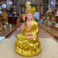 Tôn Tượng Địa Tạng Vương Bồ Tát 30cm Vàng Vẽ Nhựa Composite-Shop dương khoa