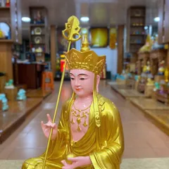 Tôn Tượng Địa Tạng Vương Bồ Tát 30cm Vàng Vẽ Nhựa Composite-Shop dương khoa