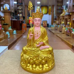 Tôn Tượng Địa Tạng Vương Bồ Tát 30cm Vàng Vẽ Nhựa Composite-Shop dương khoa