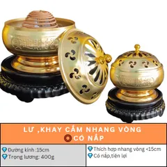 Lư Hứng Nhang Vòng,Khay Hứng Tàn Nhang có Nắp 15cm(Tiện lợi) - pt120
